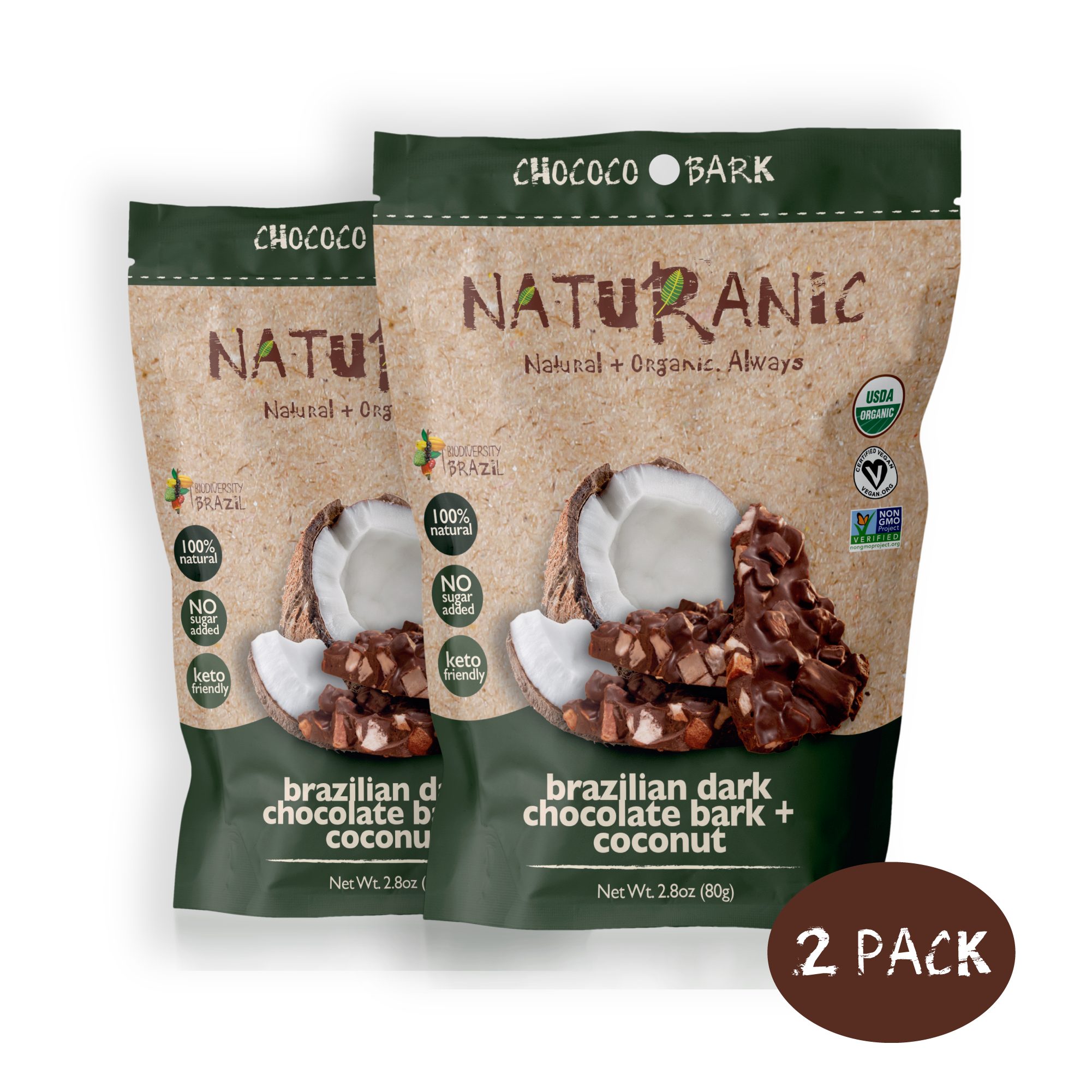 Brazilian Dark Chocolate Bark + Coconut