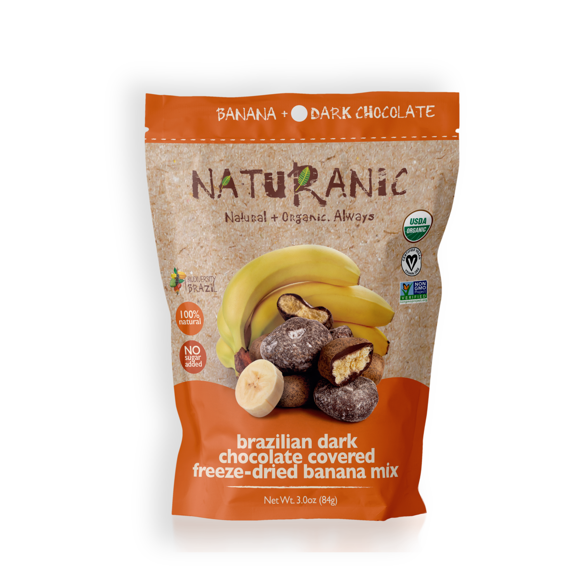 Brazilian Dark Chocolate Covered Freeze-Dried Banana Mix