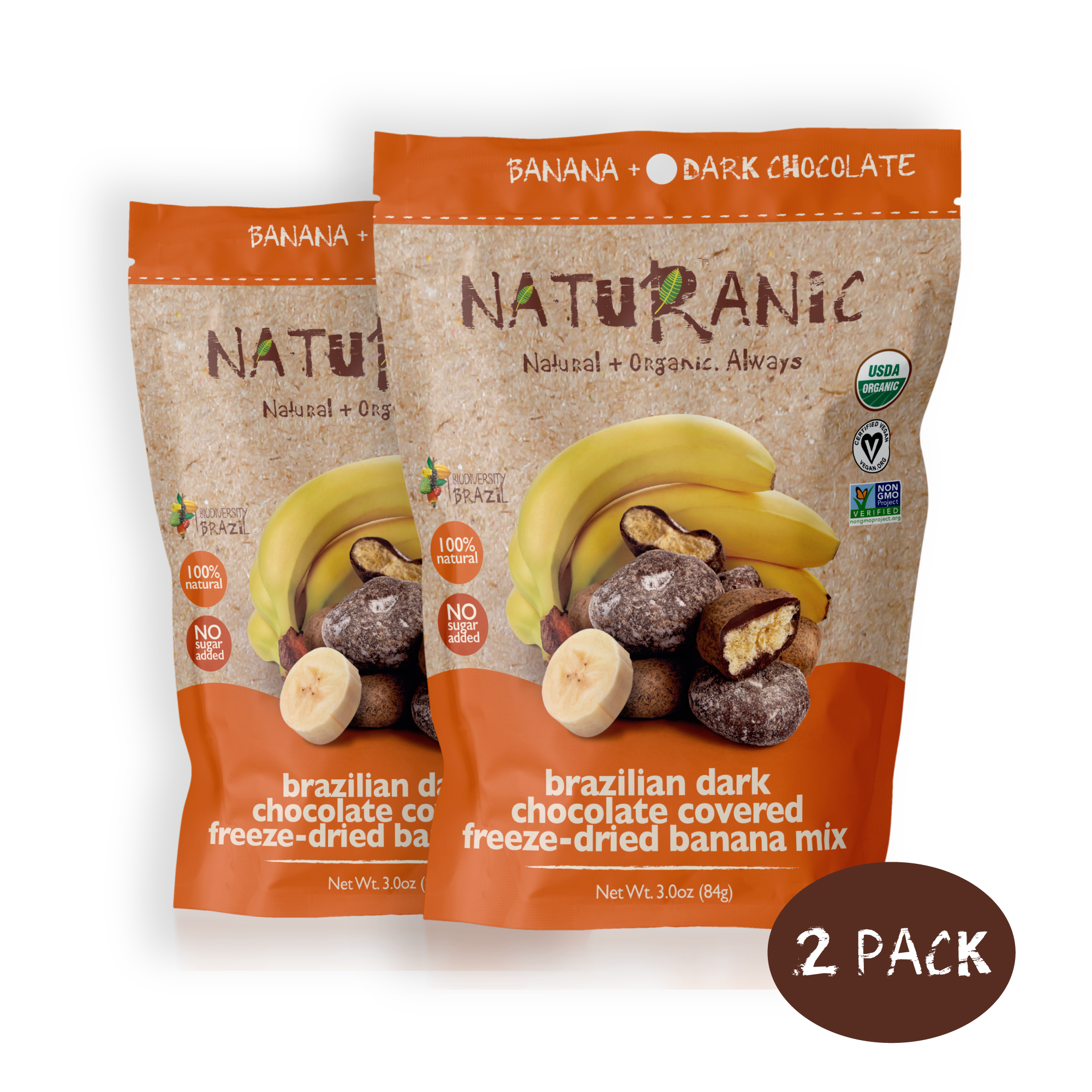 Brazilian Dark Chocolate Covered Freeze-Dried Banana Mix