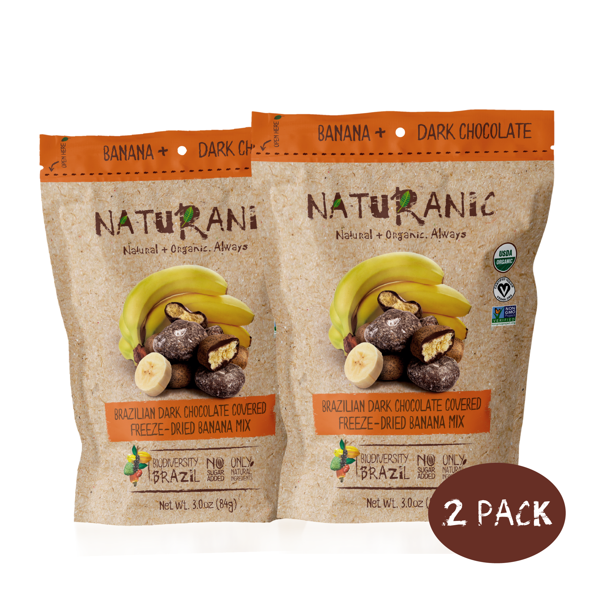 Brazilian Dark Chocolate Covered Freeze-Dried Banana Mix