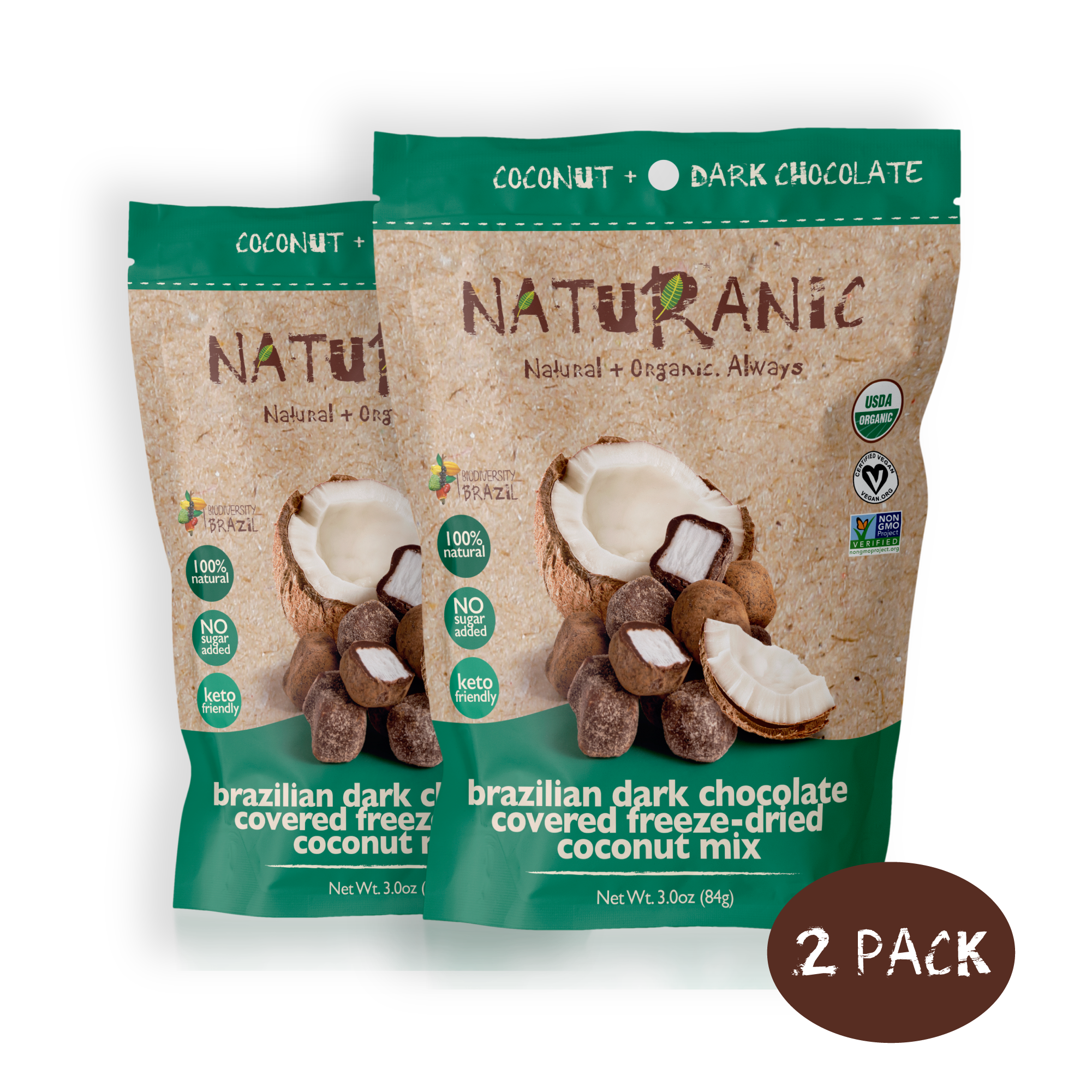 Brazilian Dark Chocolate Covered Freeze-Dried Coconut Mix