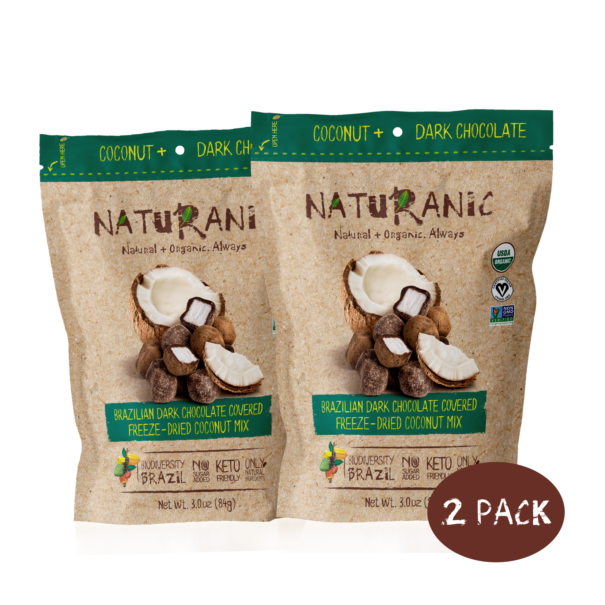 Brazilian Dark Chocolate Covered Freeze-Dried Coconut Mix