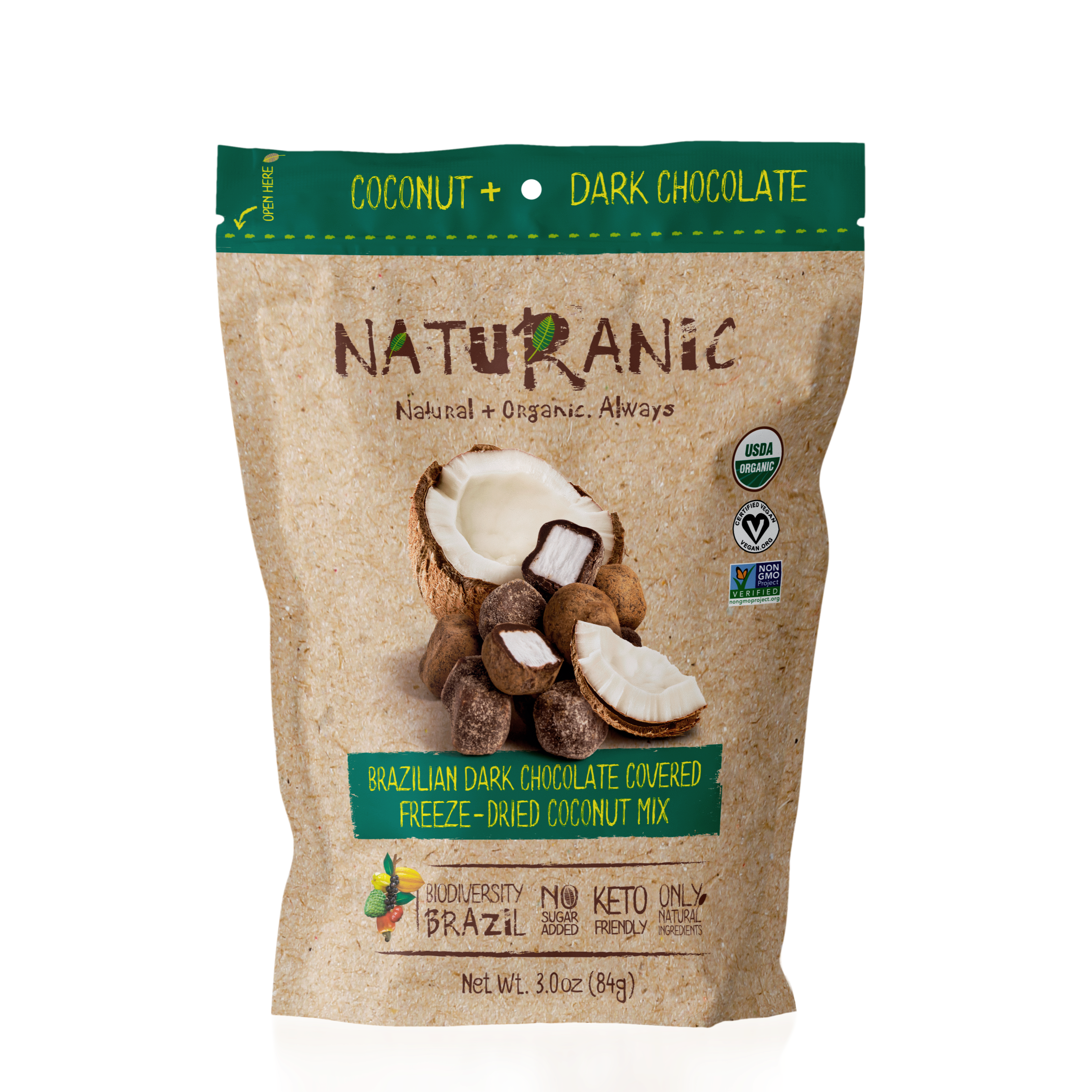 Brazilian Dark Chocolate Covered Freeze-Dried Coconut Mix