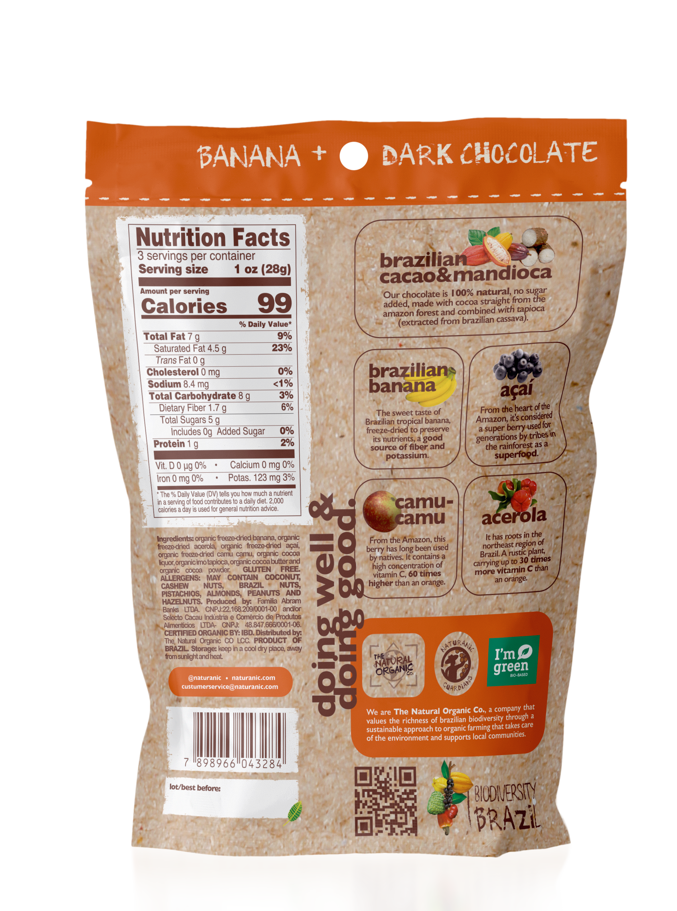 Brazilian Dark Chocolate Covered Freeze-Dried Banana Mix