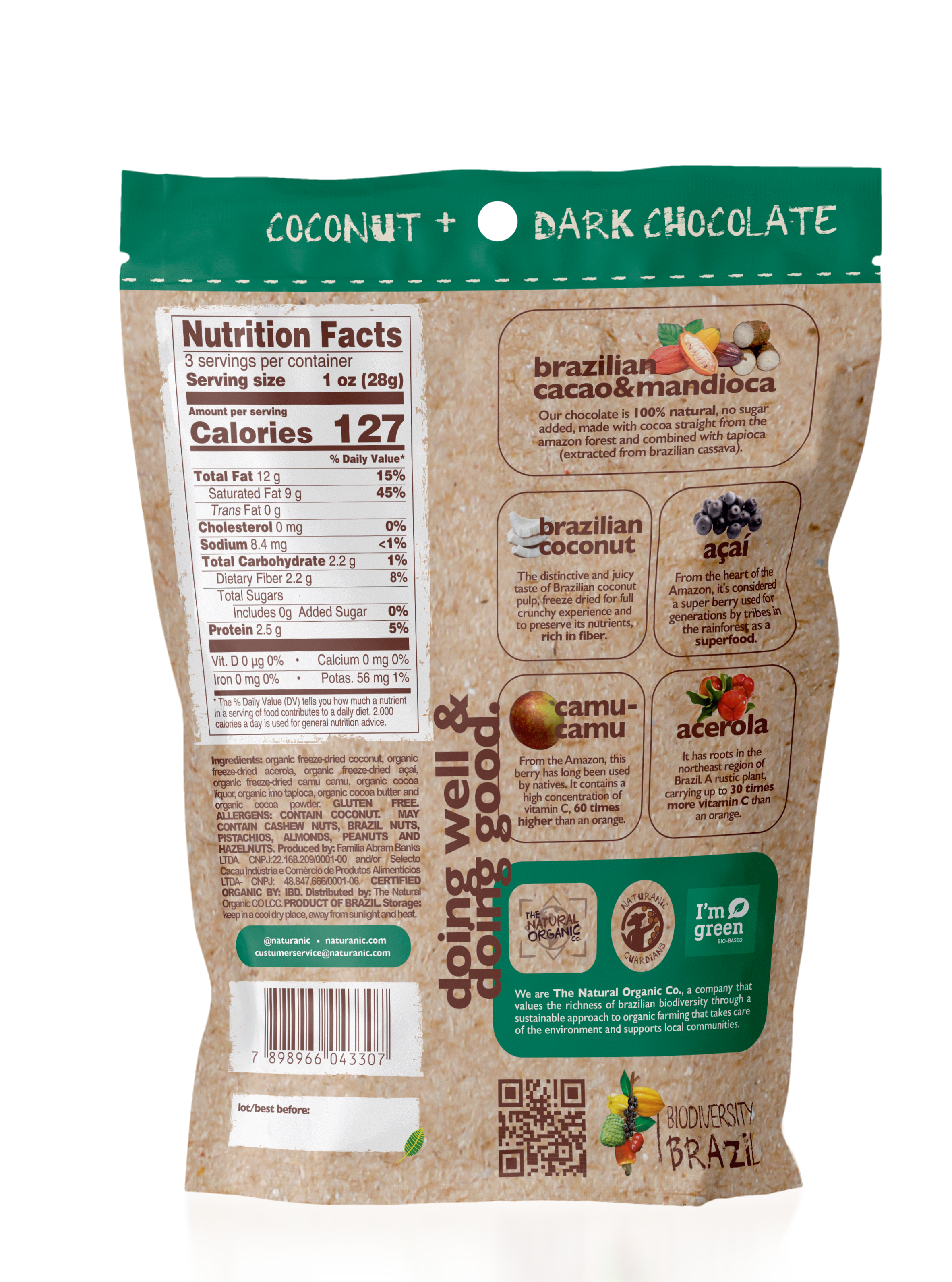 Brazilian Dark Chocolate Covered Freeze-Dried Coconut Mix